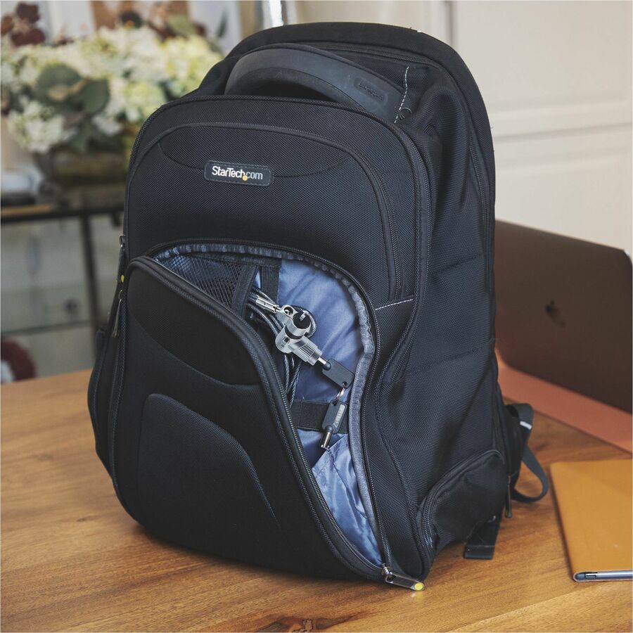 StarTech.com 3-in-1 Universal Laptop Lock 6.6ft, Master Keyed Locking Cable, Security Cable, Compatible w/Noble Wedge®/Nano/K-Slot StarTech.com 3-in-1 Universal Laptop Lock 6.6ft, Master Keyed Locking Cable, Security Cable, Compatible w/Noble Wedge®/Nano/K-Slot